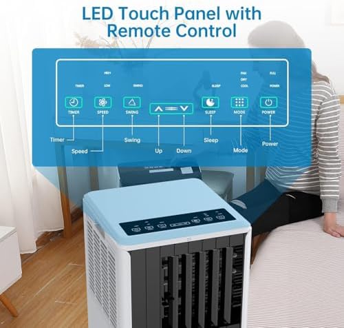 Portable Air Conditioner for 250-350 Sq Ft 3-In-1 8000 BTU AC Unit with Cooling/Dehumidifier/Fan Modes, Remote, 24H Timer & Installation Kit for Home/Office/Dorm