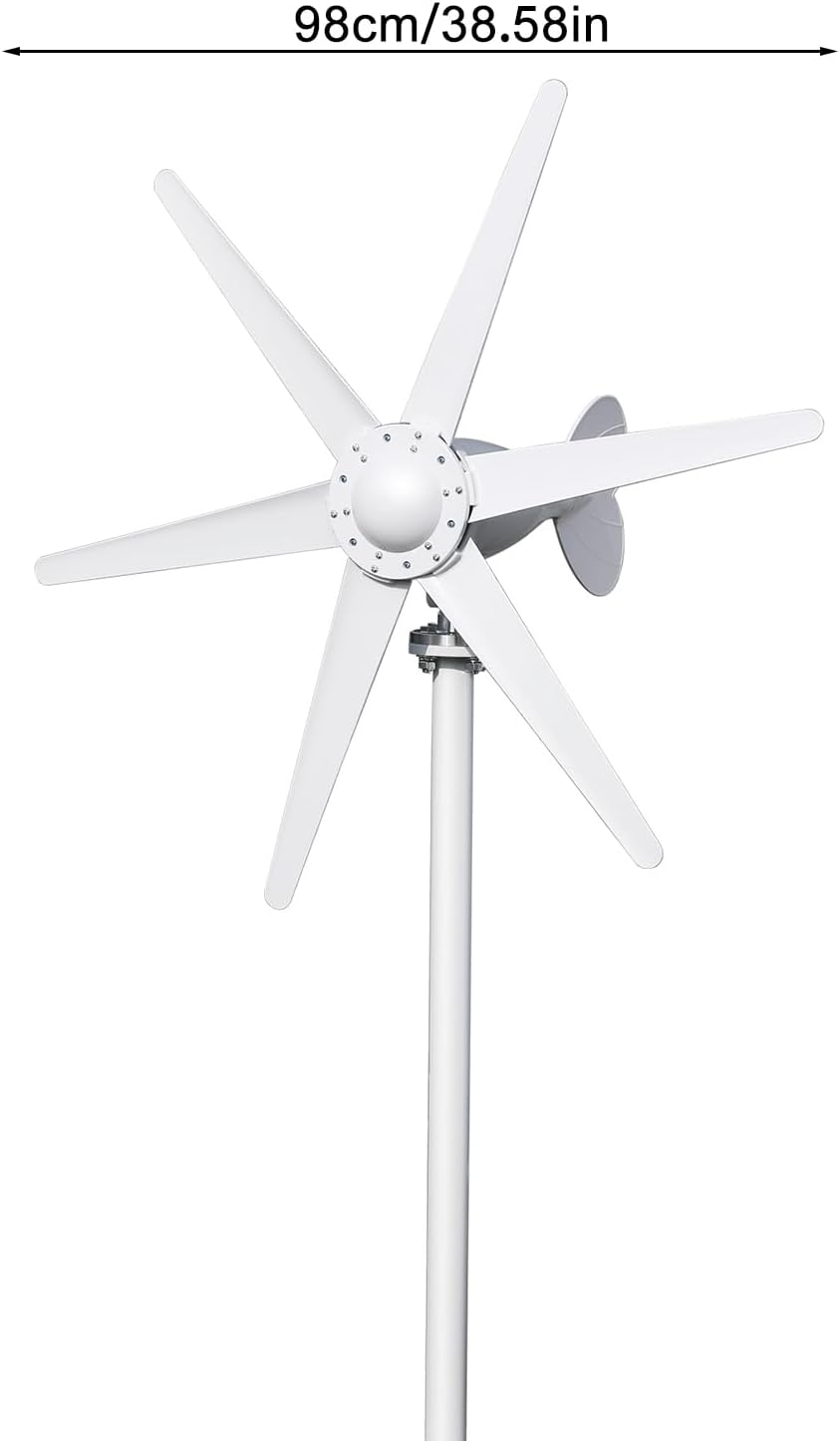 Wind Turbine Generator Kit 800W 12V with 6 Blade,Wind Power Generator for Marine, RV, Home, and Off-Grid Use,Easy to Install Industrial Wind-Power Generator White