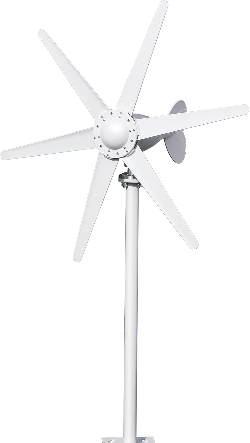 Wind Turbine Generator Kit 800W 12V with 6 Blade,Wind Power Generator for Marine, RV, Home, and Off-Grid Use,Easy to Install Industrial Wind-Power Generator White