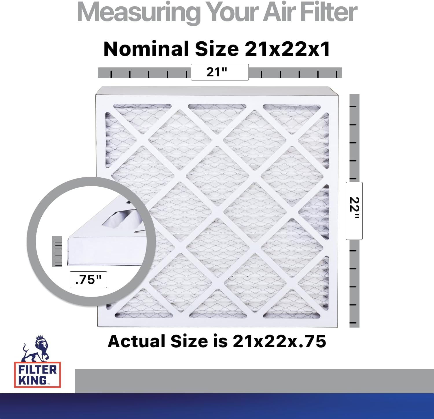 Filter King 21x22x1a Air Filter | 4-PACK | Carbon MERV 8 HVAC Pleated A/C Furnace Filters | MADE IN USA | Actual Size: 21 x 22 x .75