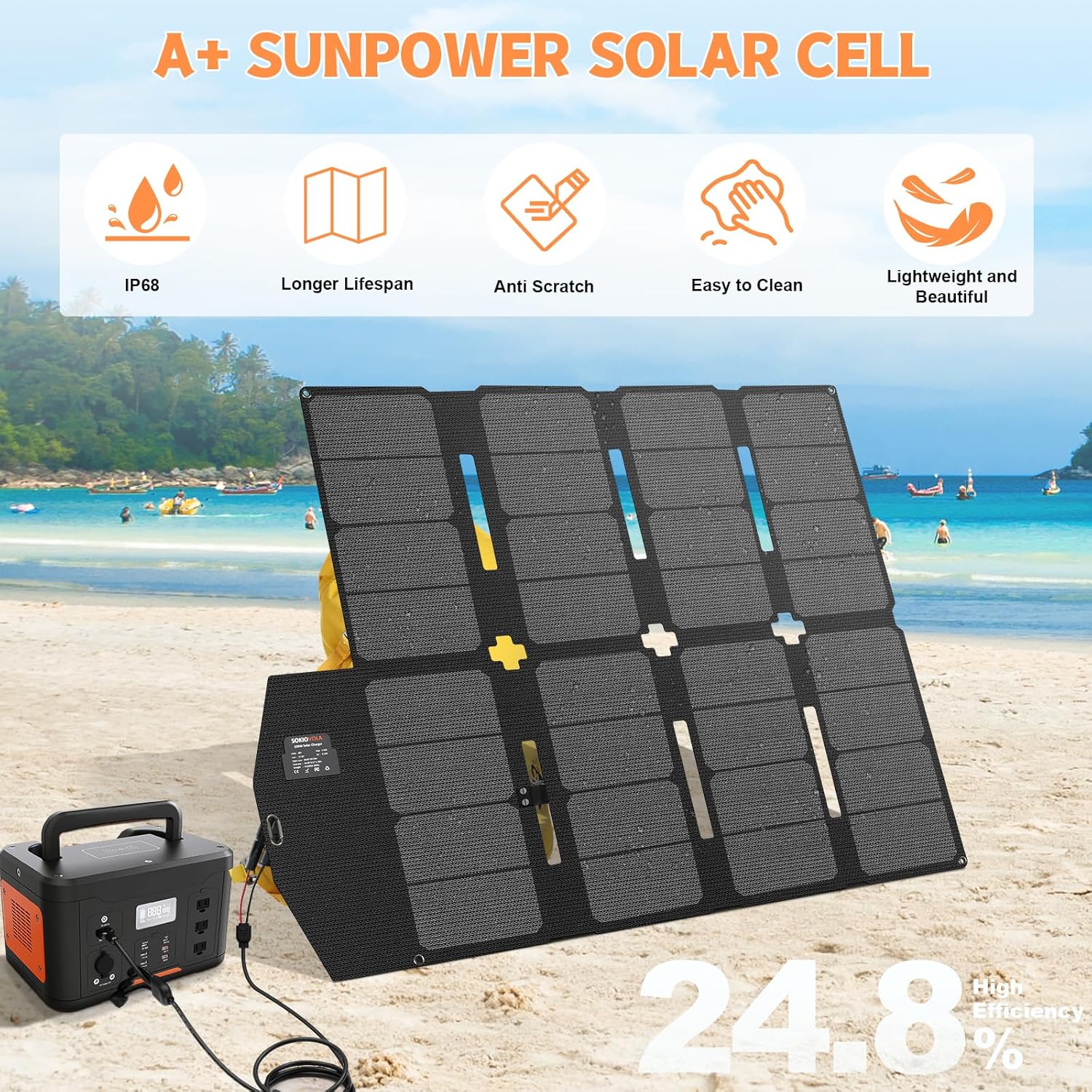 100W Portable Solar Panel for EF/Jackery/Bluetti/Anker Power Station MC4 Output Lightweight & Compact Foldable Solar Panel Charger Kits IP68 Waterproof for RV Travel Outdoor Activities