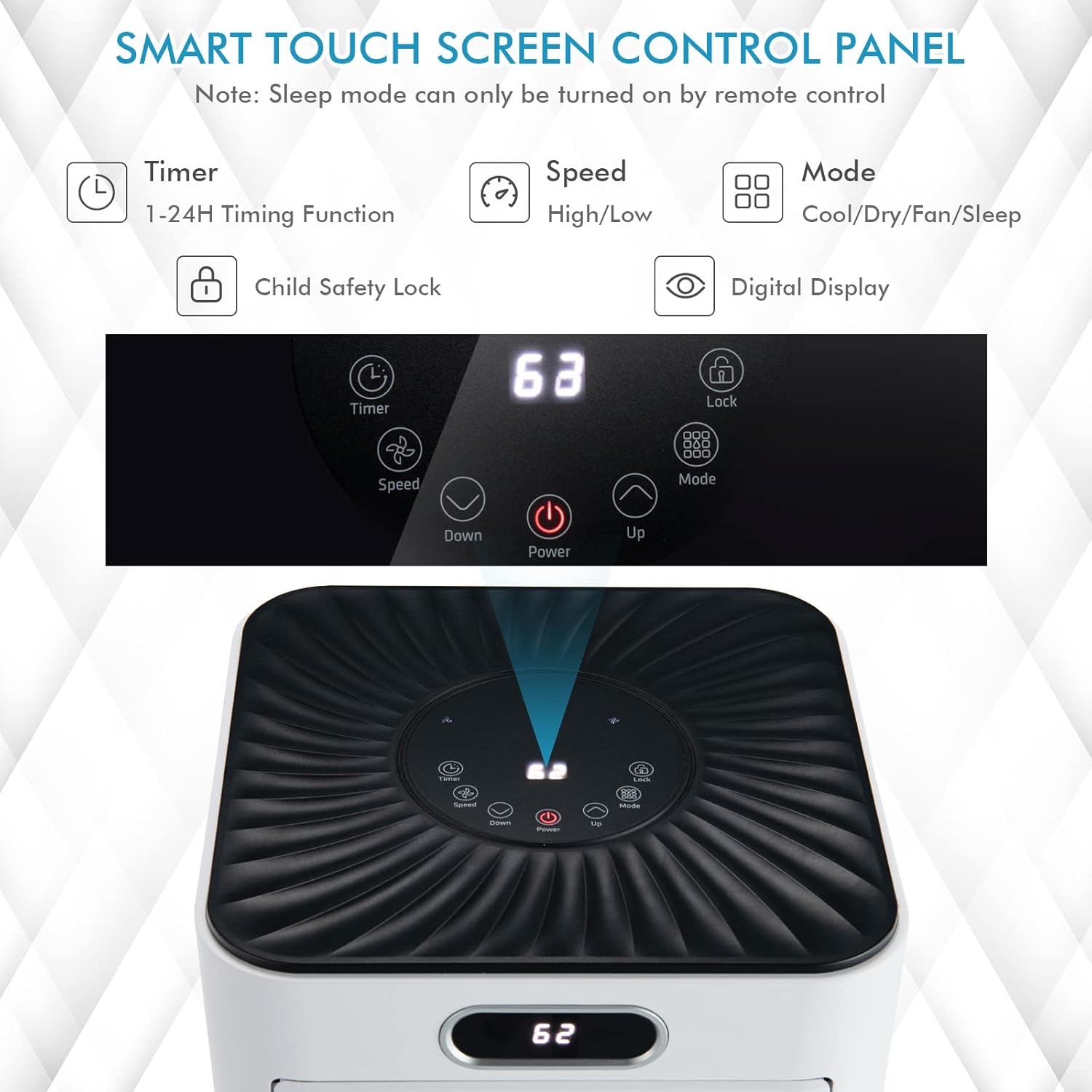 GOFLAME 10000BTU Portable Air Conditioner, 3-IN-1 Air Cooler & Dehumidifier with Remote Control, Sleep Mode, 2 Speeds and 24H Timer, Air Cooling Fan for Home & Office, White