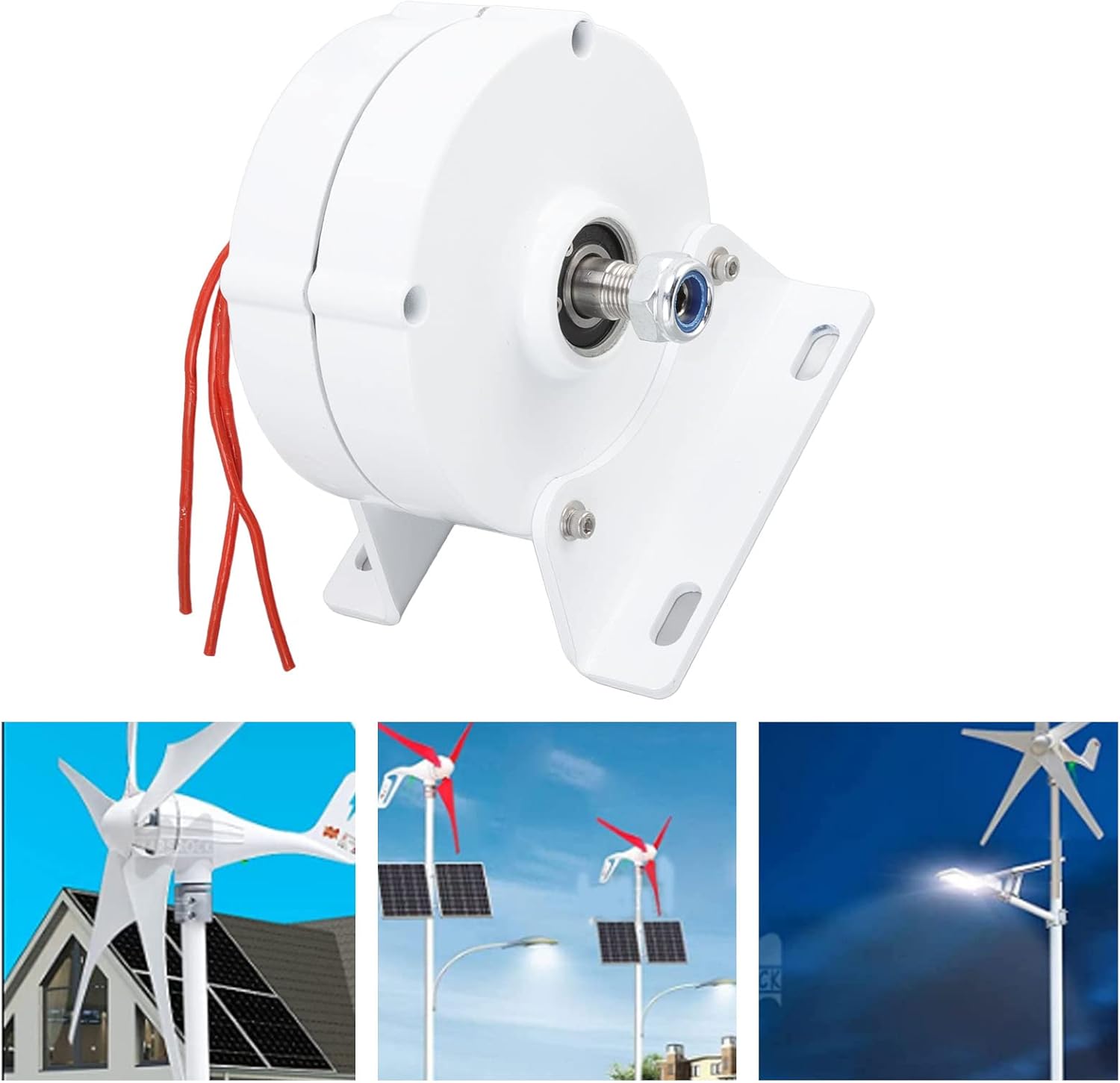 200W Three Phase Alternator, Low Speed Permanent Magnet Electric Motor Generator for Vertical Horizontal Wind Turbine (12V)