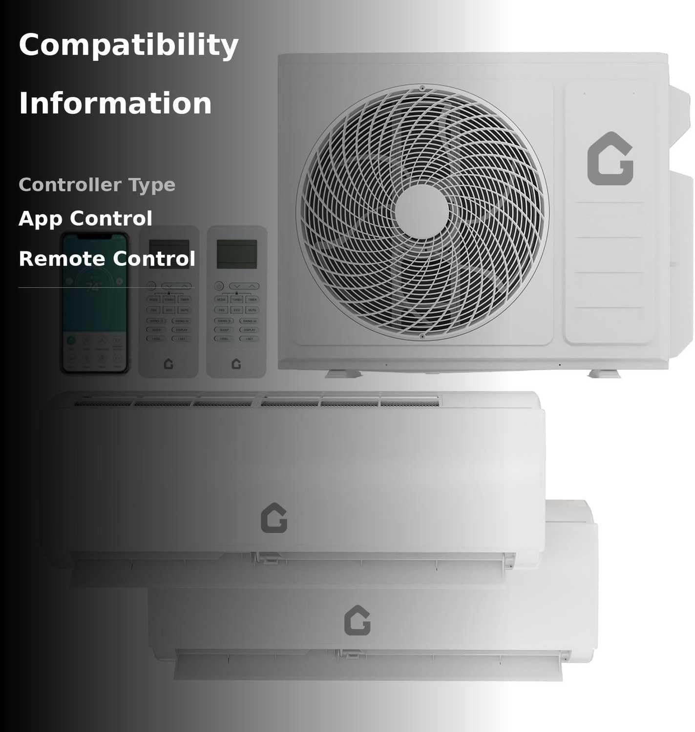 18K Dual 2 Zone Mini Split Air Conditioner,24 Seer 2 12000 BTU+ 12000 BTU Mini Split 2 Zone With App Control and Remote Control,208-230V Cools Up To 1500 Sq.Ft