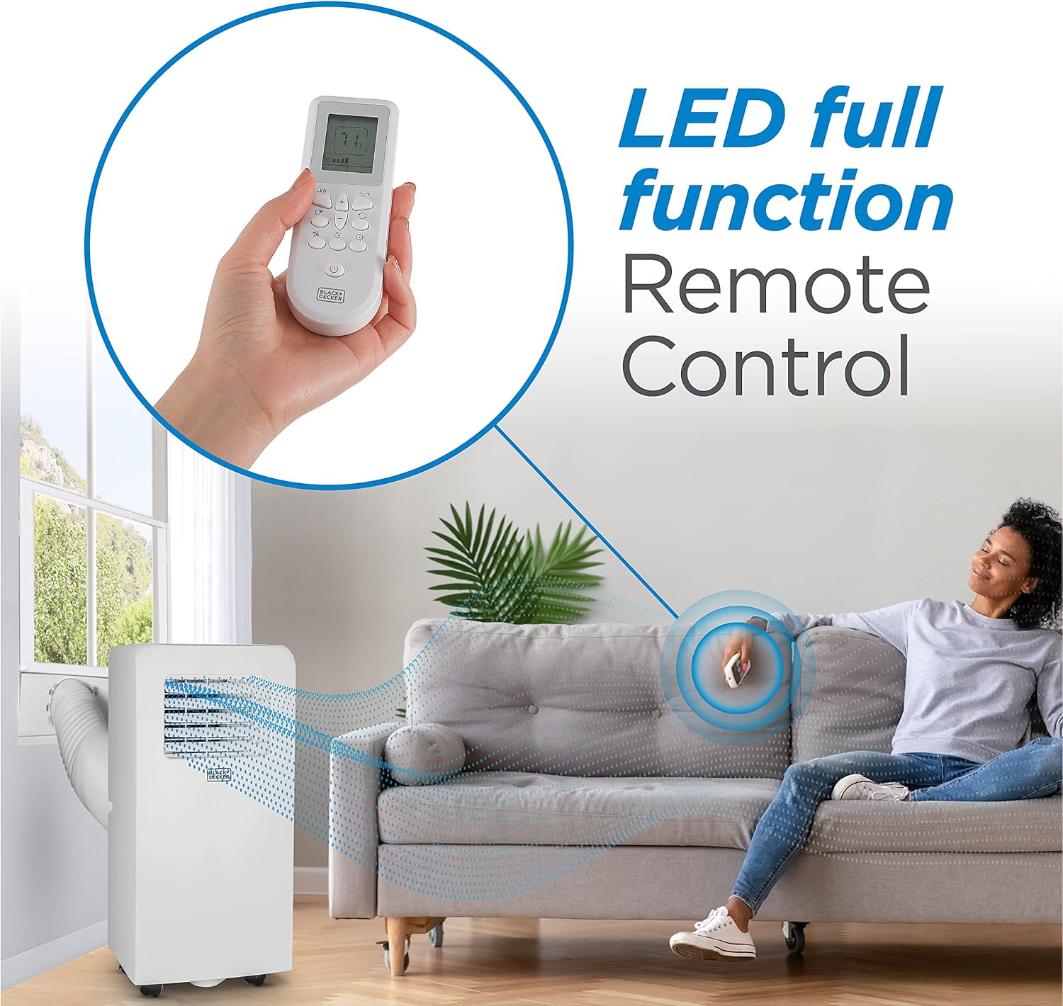 BLACK+DECKER 10,000 BTU/Single Motor, Portable Air Conditioner with Remote Control, White