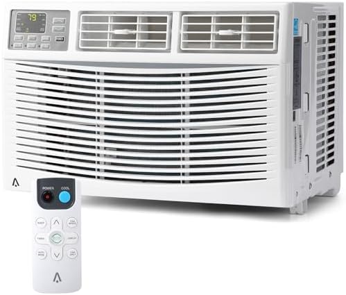 8,000 BTU Smart Window Air Conditioner, Cools 350 Sq. Ft, Wi-Fi Enabled AC Unit with Remote, Quiet 3-Speed Fan, Easy Install Kit for Bedroom, Apartment, Office, or Living Room Use