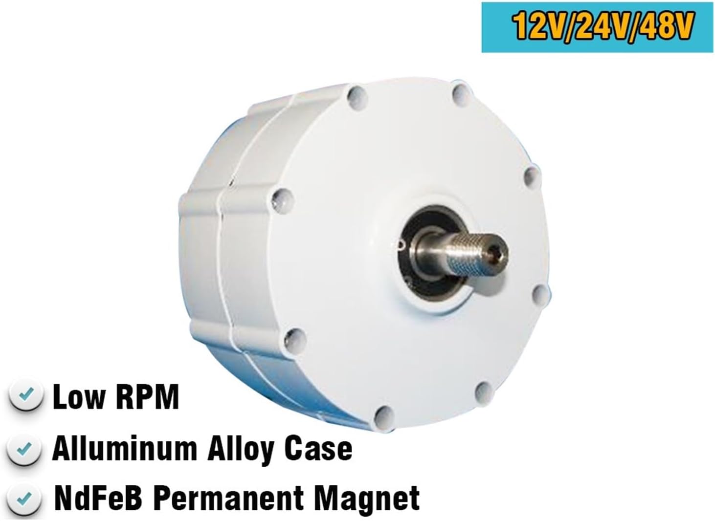 Low Speed Wind Turbines Generator 500W 600W 800W 12V 24V 48V Gearless Magnet Generator AC tors for Wind Turbine Water Turbine Industrial Energy(Without Base,24V_800W)