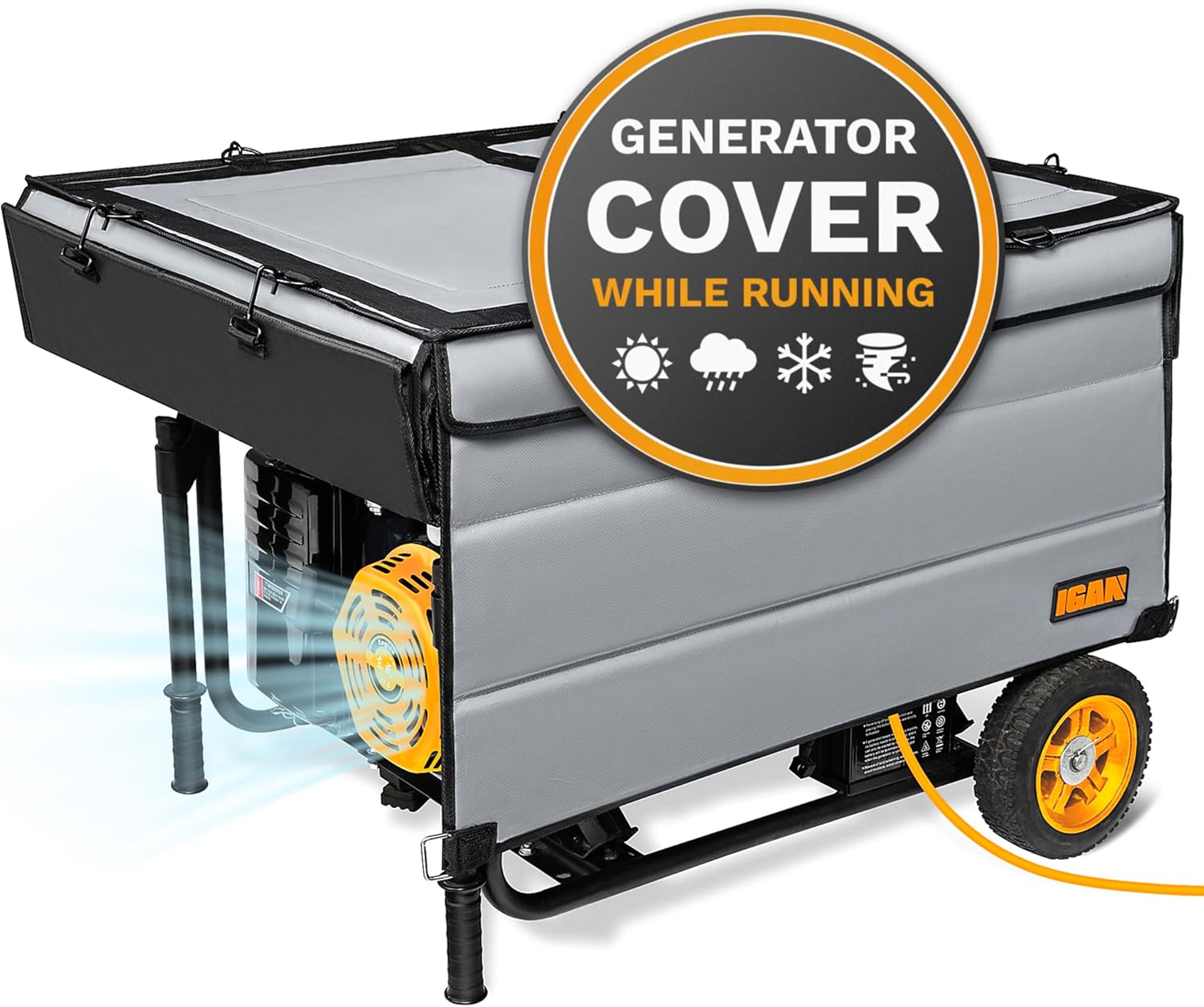 IGAN Generator Covers While Running for most 3500w-12000w Generators - Ultra Heavy Duty Generator Covers for Outside - Portable Waterproof Generator Cover, Generator Enclosure Outdoor Gray