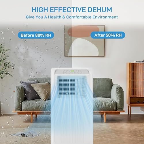 10000 BTU Portable Air Conditioner Cools Up to 450 Sq.Ft, 3-in-1 Fast Cooling AC Unit with Dehumidifier, Fan mode & Sleep Mode, Remote Control, 24H Timer, Easy Install Window Kit