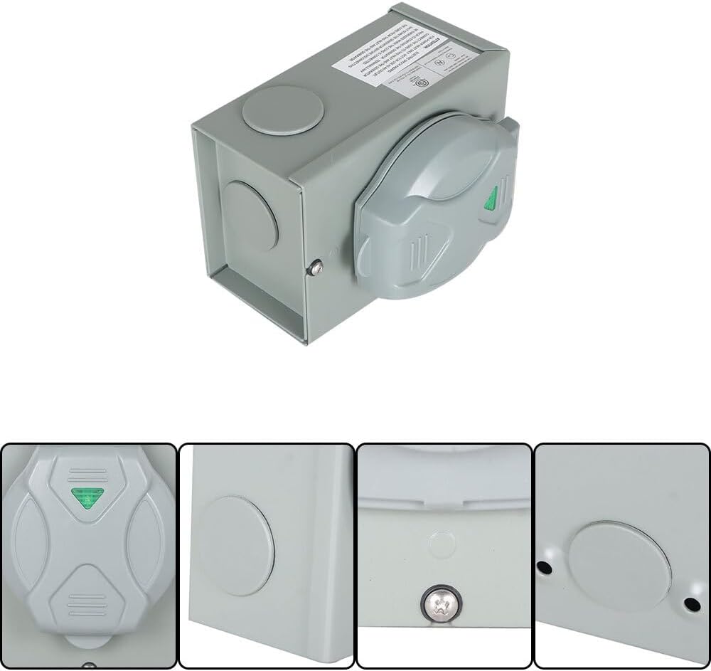 50 A Generator Power Inlet Box NEMA SS2-50P 3 Prong Power Inlet Box 120/250V