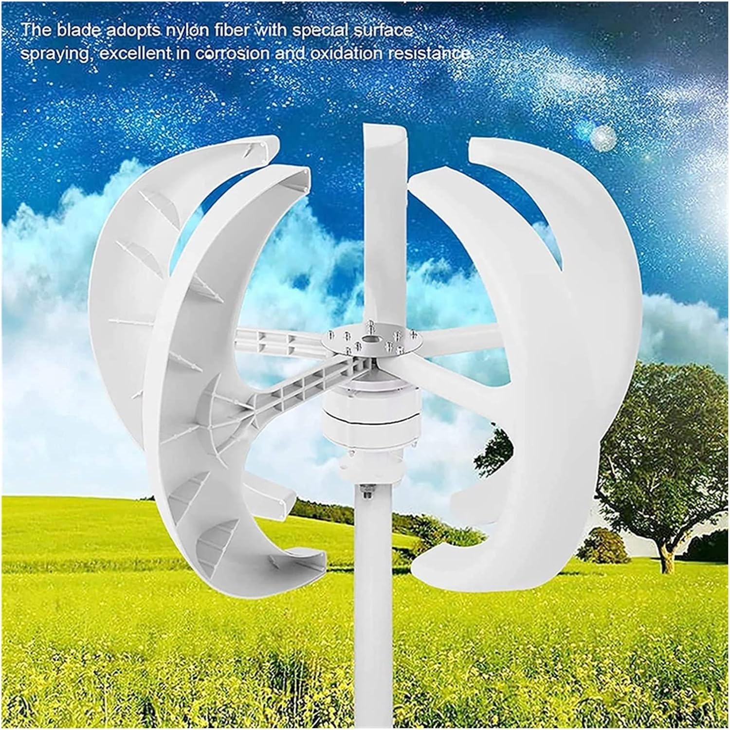 Wind Turbine, 1000W Wind Turbine 12v 24v Vertical Axis Wind Turbine Small Windmill Free Energy Band MPPT Charge Controller for Home(Blue,with MPPT Set_24V)