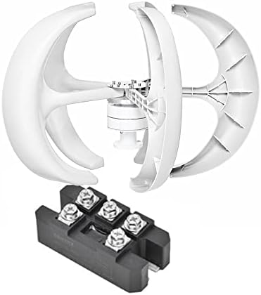 12000W Vertical Axis Wind Turbine Generator with Rectifier Kit - 5-Blade Home Wind Power System for 12V, 24V, 48V, 220V - Efficient Renewable Energy Solution in White