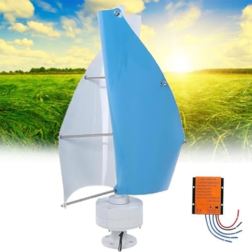 16000W Vertical Axis Wind Turbine Generator - Hybrid Windmill Kit for Home & Business, Efficient Permanent Magnet Energy Supply System (Blue, 48V)