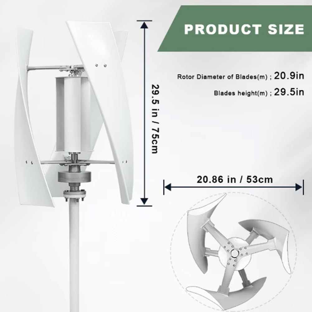 2000W Efficient Vertical Wind Turbine Power Generator,for Home 12V 24V 48V 220V AC Permanent Magnet Wind Generator with Inverter Converter/MPPT Controller,48v