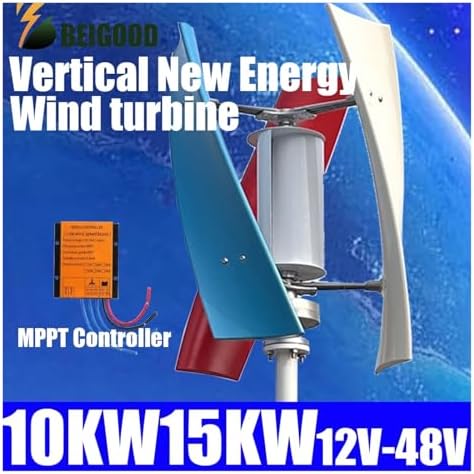 High-Efficiency 10KW 15KW 48V Vertical Axis Wind Turbine Generator - Roof Mount for Home, Farm, RVs & Boats - Powerful Renewable Energy Solution with Controller
