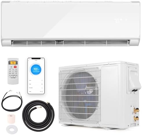 GLACER 12000 BTU Mini Split Air Conditioner & Heater, 22 SEER2 Inverter AC Unit Cools Up to 750 Sq. Ft, Wall-mounted Tubeless Split-System with Mounting Kit (White, 12000BTU, 208-230V, 22 SEER2-WIFI)