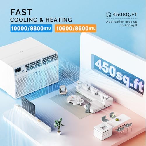 ROVSUN Smart 10000 BTU Through the Wall Air Conditioner with Heat, Wall AC Unit & Heater Combo with Remote, APP & Voice Control & Timer Function, Compatible with Alexa/Google Assistant, 230V/60Hz