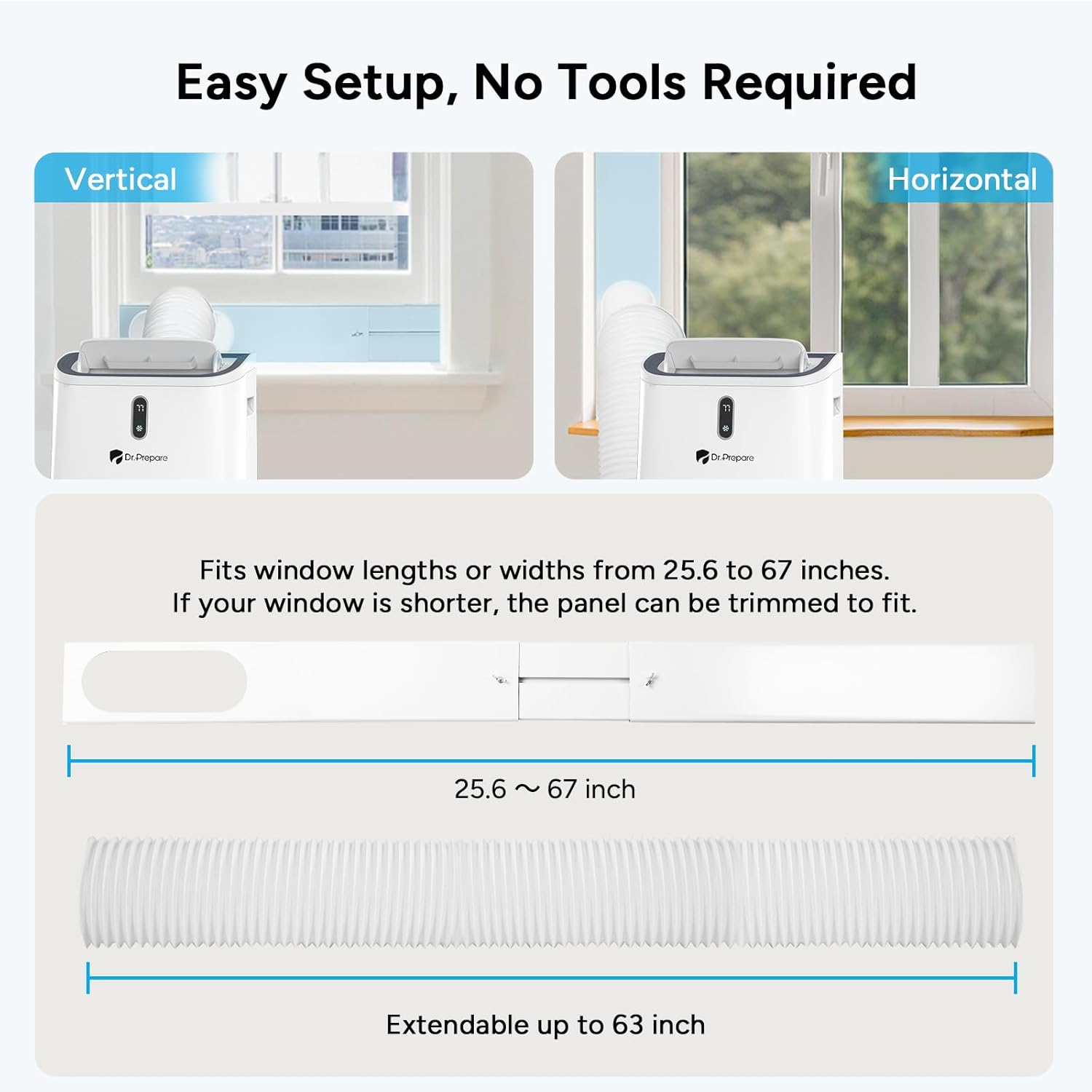 DR.PREPARE 14,000 BTU Portable Air Conditioner with WiFi, 4-in-1 Portable AC Unit with Remote Control, Fast Cooling, 24H Timers, Window kit, Cools Up to 700 sq. ft for Rooms, Bedroom