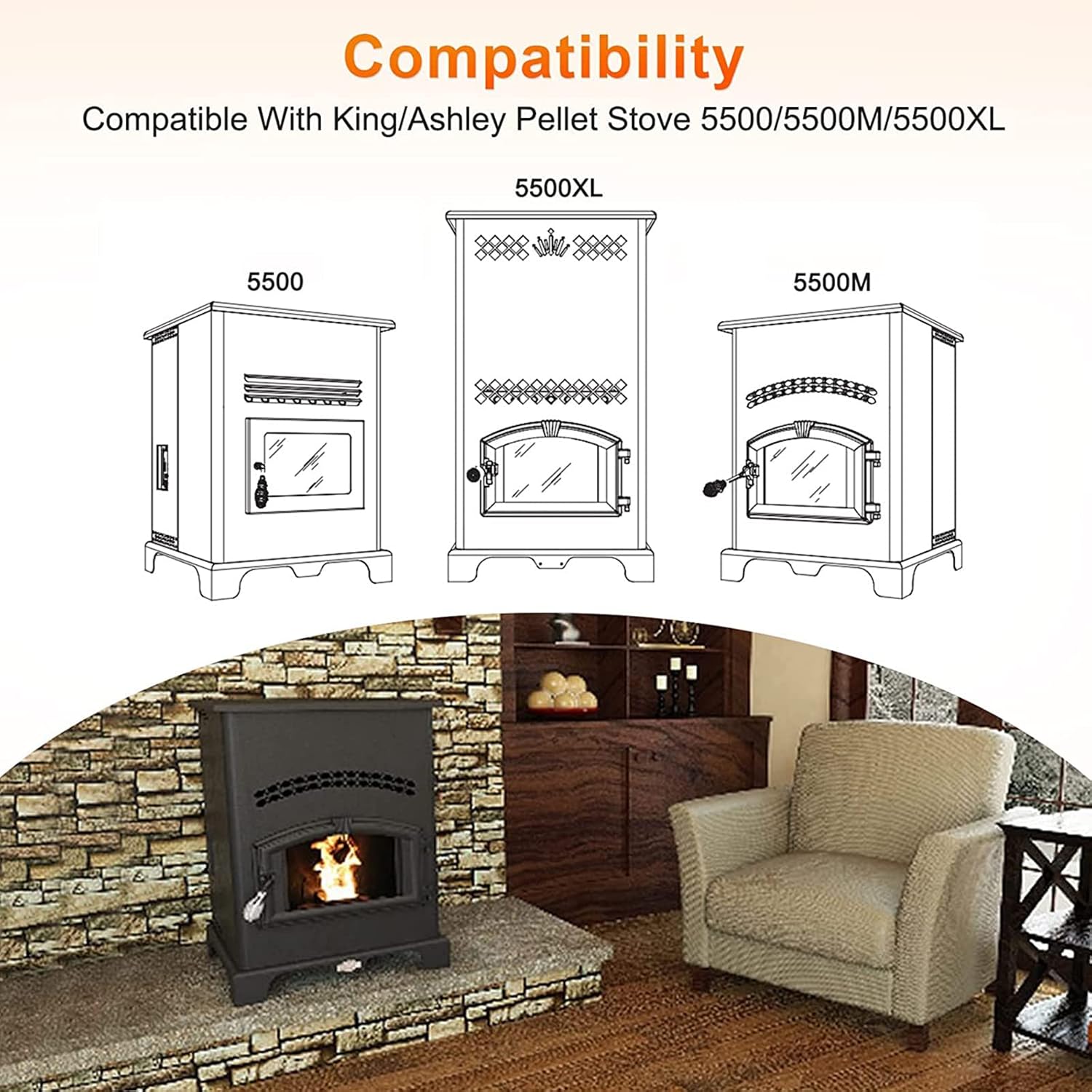 Adviace 80472 80472A Distribution Convection Blower for US Stove 6041 & 6039 & 5500 & 5500M, King 5502M & KP130 & 5500M & 5500, American Harvest 6039 6041, USSC 6039 6041, Ashley AP5660L Pellet Stoves