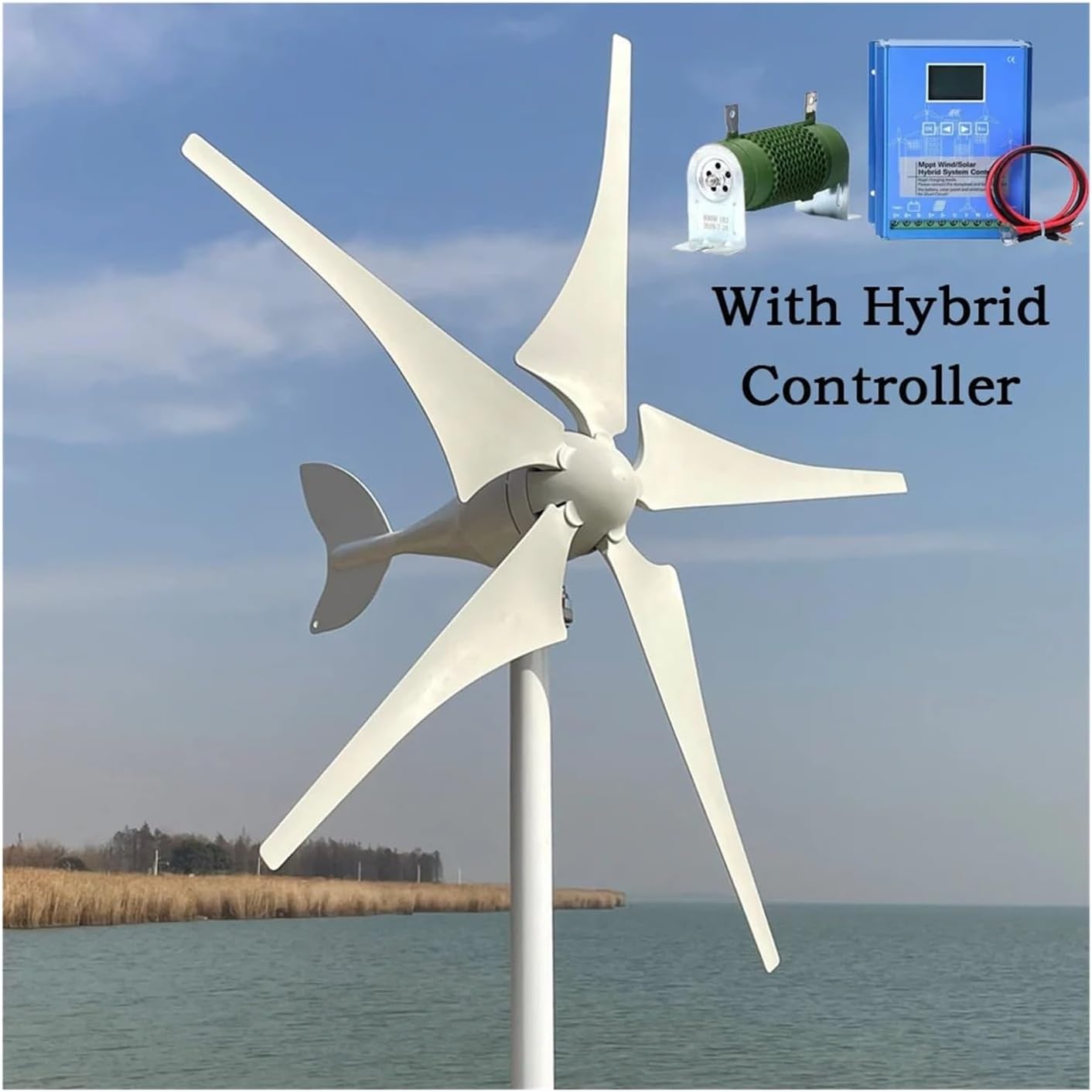5000W Wind Turbine Generator Wind Power Complete System Kit for Home Appliance Electric Generator Camping Industrial Energy(Hybrid Control,24V)
