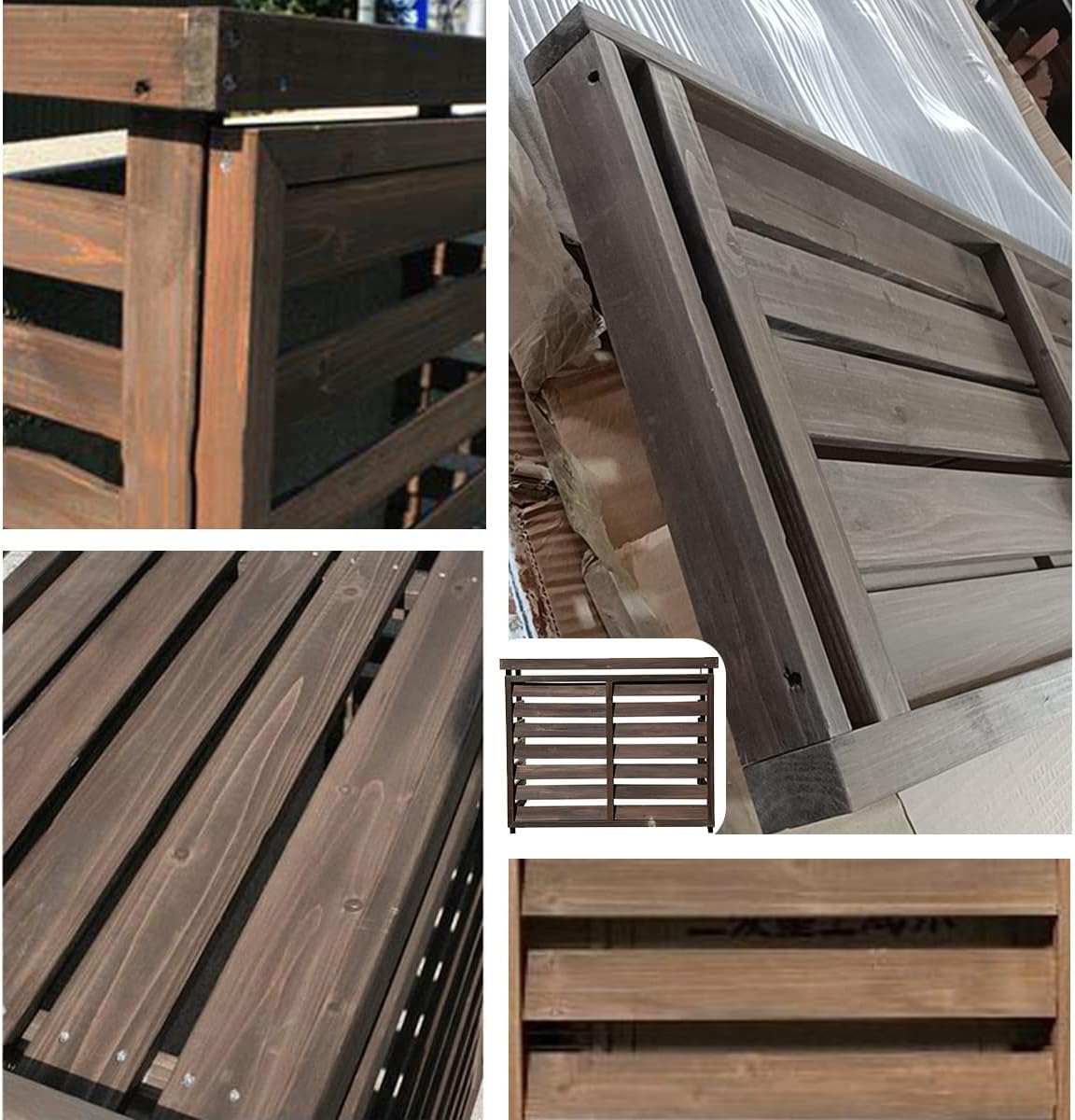 Air Conditioner Covers for Outside Units Wooden Air Conditioner Cover Privacy Fence Screen Condensing Unit Protective Cover Decorative Louvered Frame Weather Resistant (Size : B)