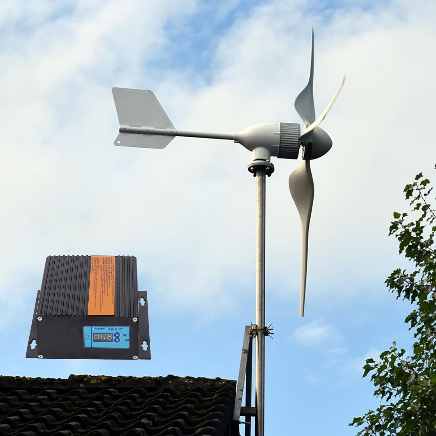 2000W 48V Wind Turbine Generator Kit Wind Power Generator with LCD Charge Controller for Home RV Marine Electricity Off Grid System