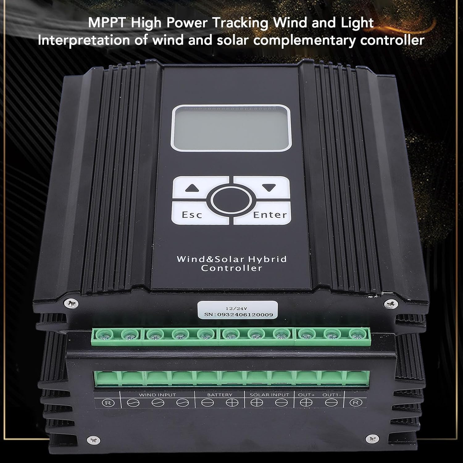 Garosa Wind Solar Charge Controller 12V/24V MPPT Hybrid Regulator with LCD Display Boost PWM Technology for Home Marine Street Light Systems (600W Fan)