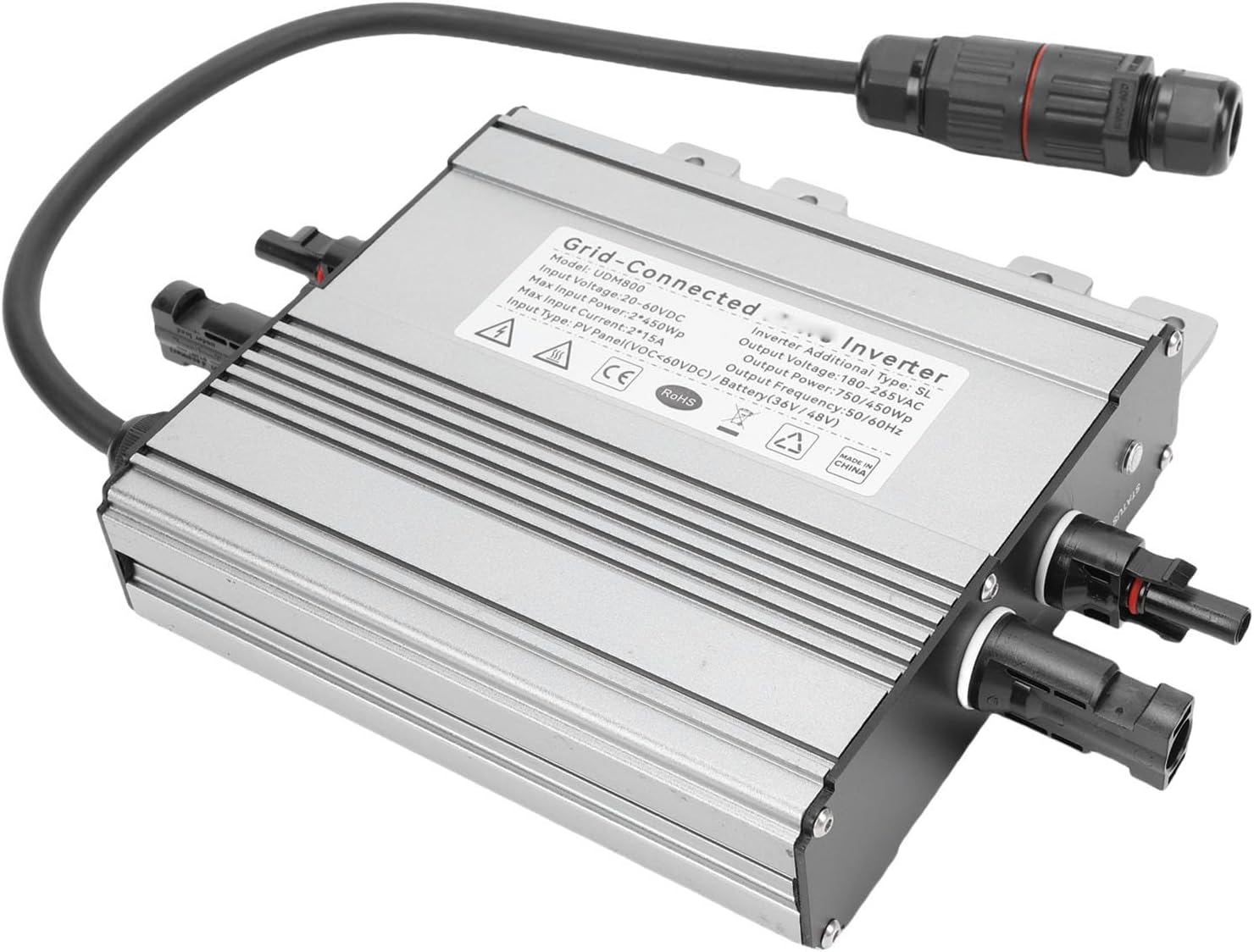 Micro Inverter, IP65 Water Proof Aluminum Alloy Rapid Shutdown Solar Grid Micro Inverter for Balcony Power Station