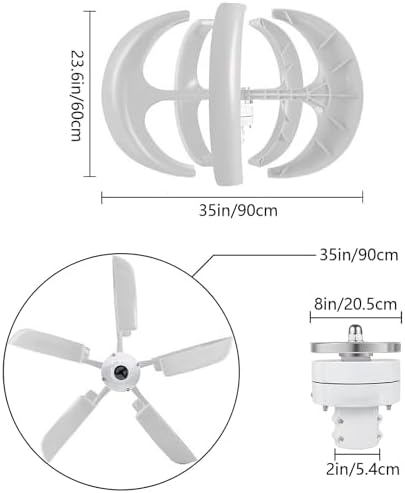High-Efficiency 13000W Wind Turbine Generator Kit - 5-Blade Vertical Axis, 12V/24V/48V/72V/110V/220V AC Permanent Magnet, Complete with Controller, Ideal for Home & RV Renewable Energy Solutions
