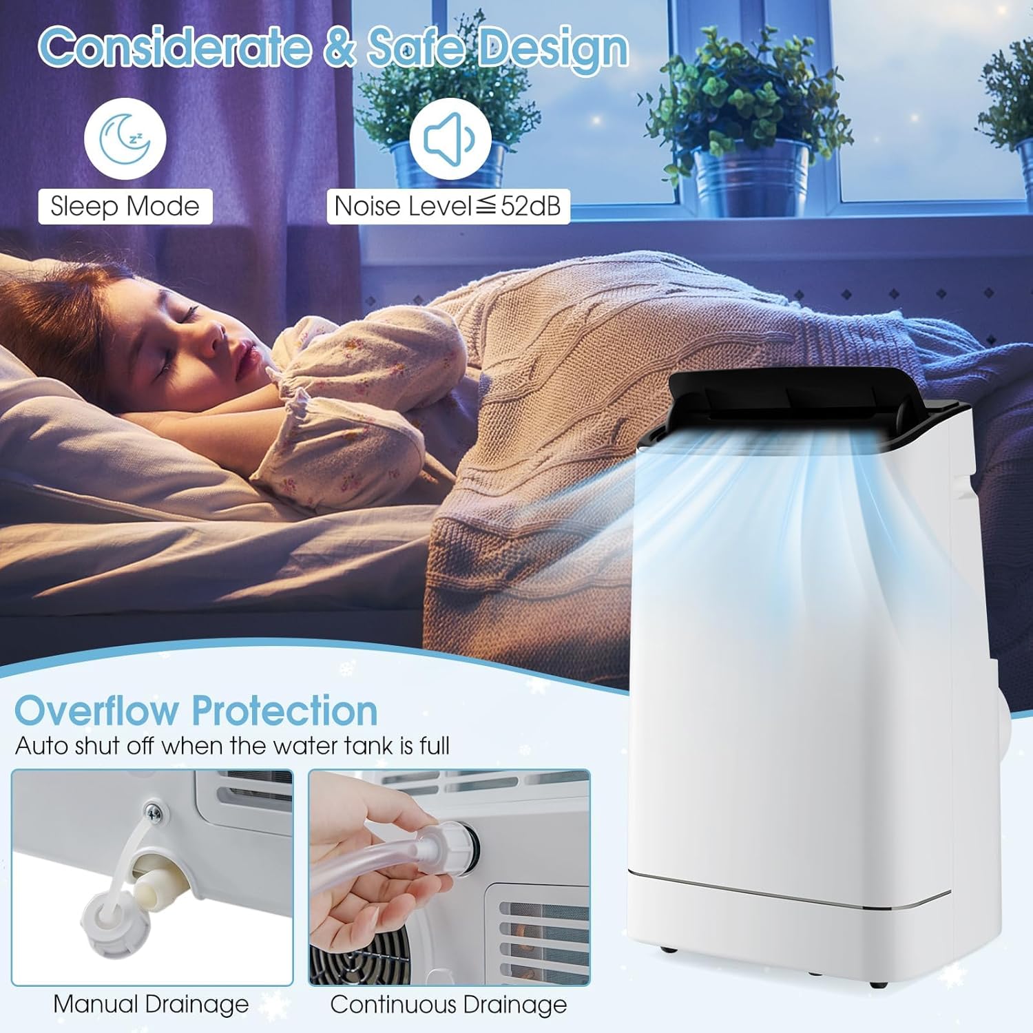 15000 BTU Portable Air Conditioner w/Heating, Dehumidifying, and Auto Swing Functions, APP/Remote Control, 24H Timer, with Window Installation Kit Included, Suitable for Spaces up to 800 Square Feet