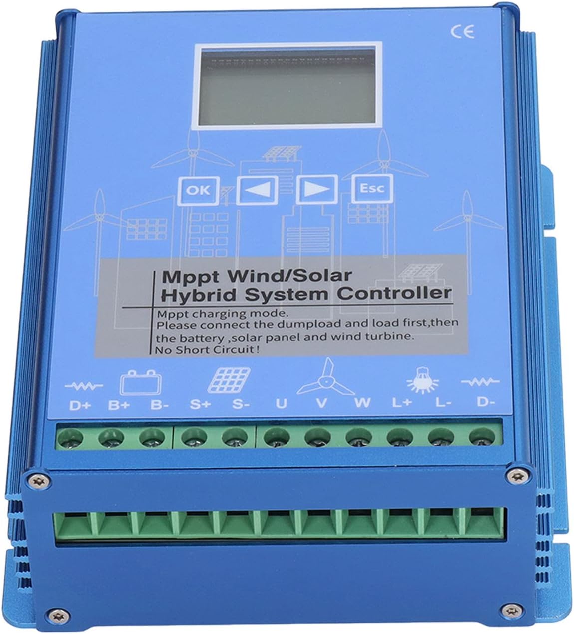 Wind Solar Hybrid Controller 12V 24V, MPPT PWM Charging Regulator with Unloading Resistor, 800W Wind 600W PV - Boost MPPT Technology, Large LCD Display, Reliable Multi - Protecti