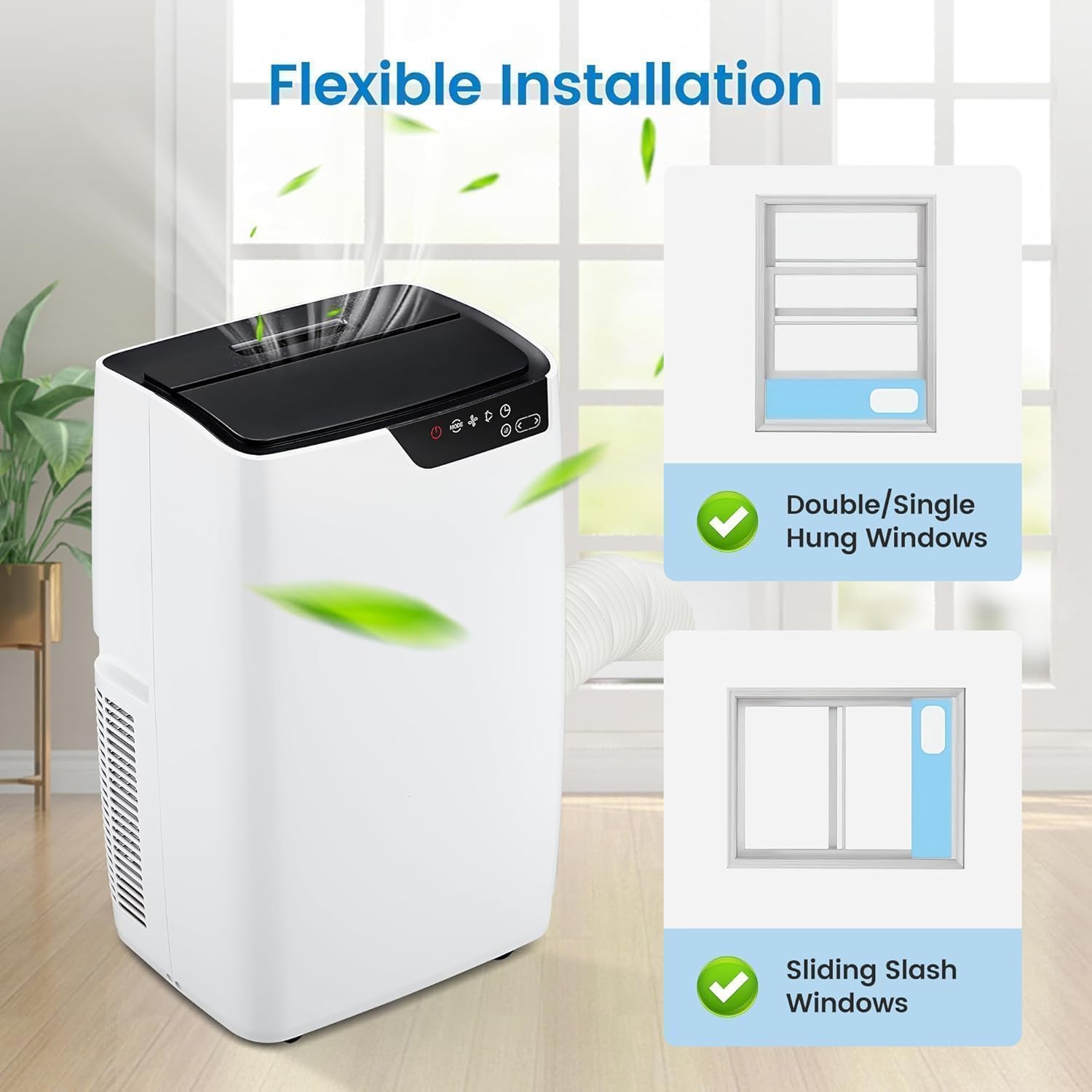 12000 BTU Portable Air Conditioner, Smart Portable AC Cools Up to 550 Sq.Ft, Standing Quiet Cooling Portable AC Unit with Remote Control, for Large Room, Office, Garage