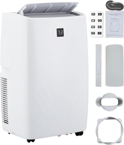 12000 BTUs Portable Air Conditioner, 4 in-1 Quiet Portable AC Unit with Dehumidifier Fan Function, Cools Room up to 550 sq.ft, with Remote Control & 24H Timers, Windows Kit Included