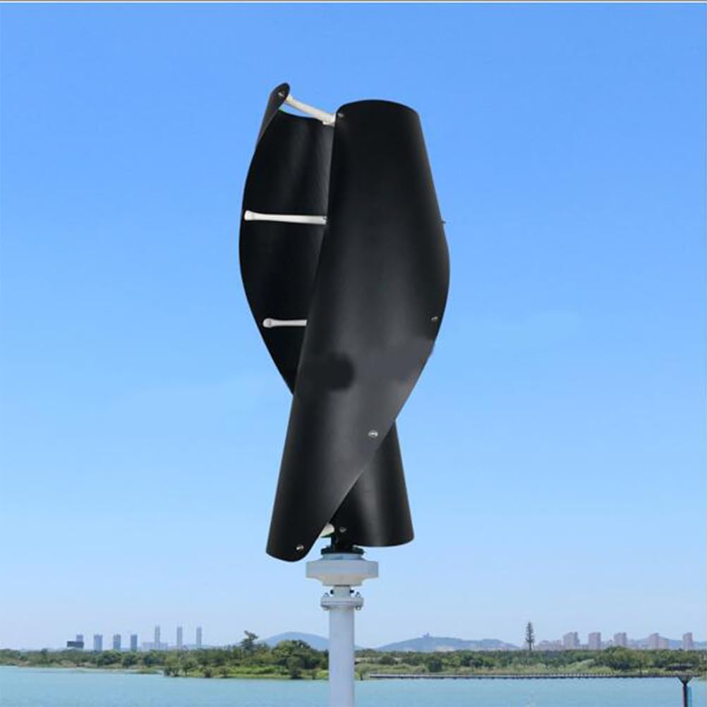 16000W 12V 24V 48V 220V Vertical Wind Mill Turbine, 2 Blades with MPPT Charge Controller Suitable for Home Grid Use(Black)