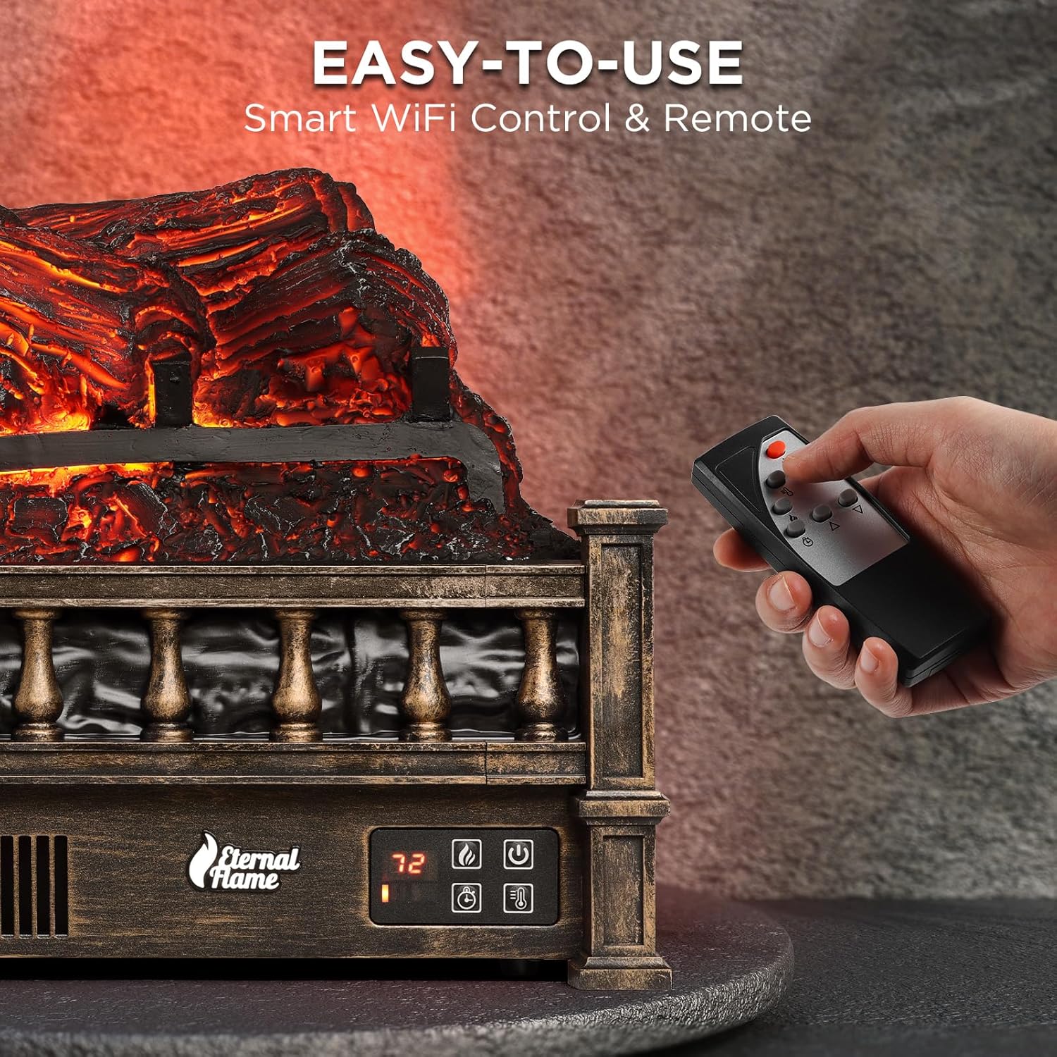 TURBRO Eternal Flame Infrared Electric Fireplace Logs, 23