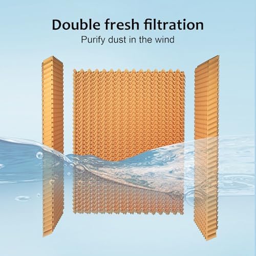 Portable Swamp Cooler, 3-in-1 Evaporative Air Conditioner with Auto Oscillation & Humidifier, Ideal for Indoor/Outdoor Use in Patios, Garages, Black, 110cm/43in