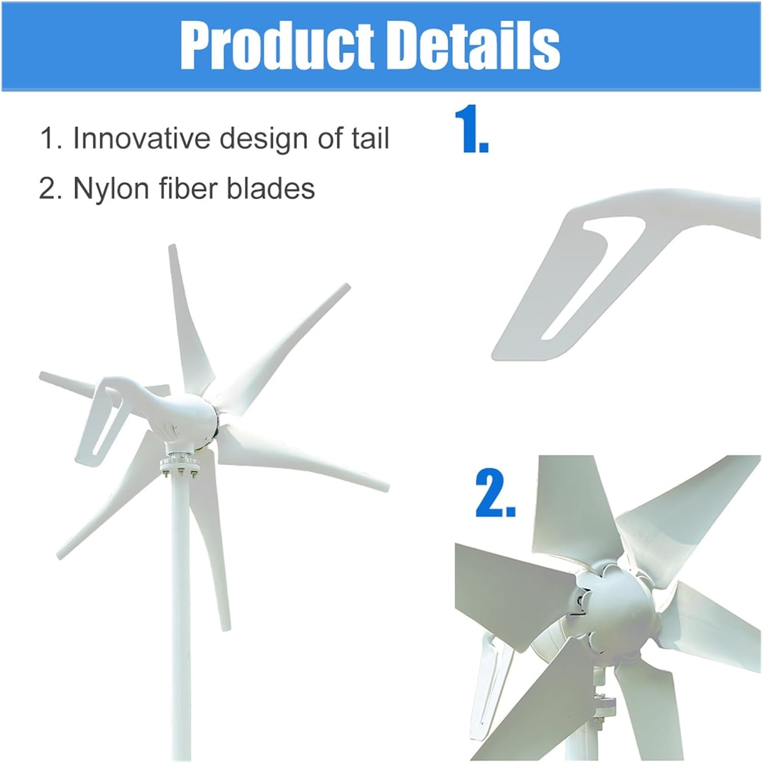 2000W Wind Turbine Windmill Wind Generator for Home Engine-Generator Water Turbine Household Power Supply System Industrial Energy(with Hybrid Charger,48V)