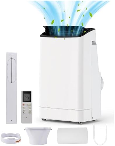 Portable Air Conditioner Unit with Cooling/Dehumidifier/Fan Modes, 14000 BTU 3-In-1 AC for 750 Sq Ft, 24H Timer Remote & Installation Kit for Home/Office/Dorm