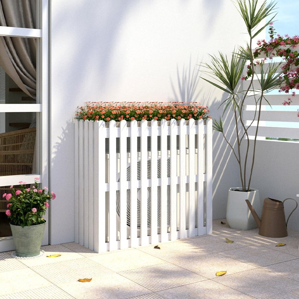 Outdoor Air Conditioner Cover For Outside Units Weatherproof Solid WoAir Conditioner Fence Screen For Outdoor Indoor Hide Privacy Orange blue Grey White (Color : Blue, Size : 105x4