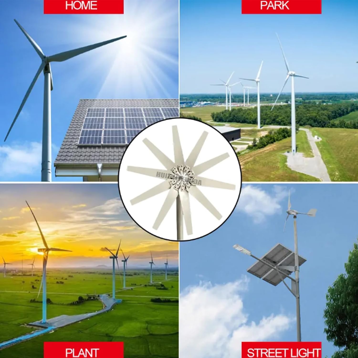 12000W Portable Verticalwind Power, Low Noise Windmill for Home Farm Wind System 220V Wind Turbine Generatorturbine Generator Kit with Charge Controller for Farm