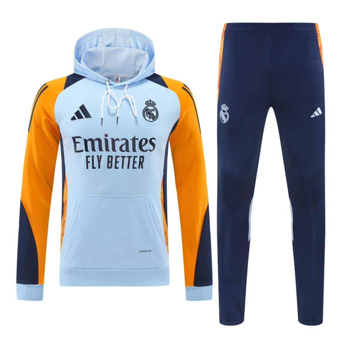 Conjunto manga larga Real Madrid blanco manga naranja - NewNow