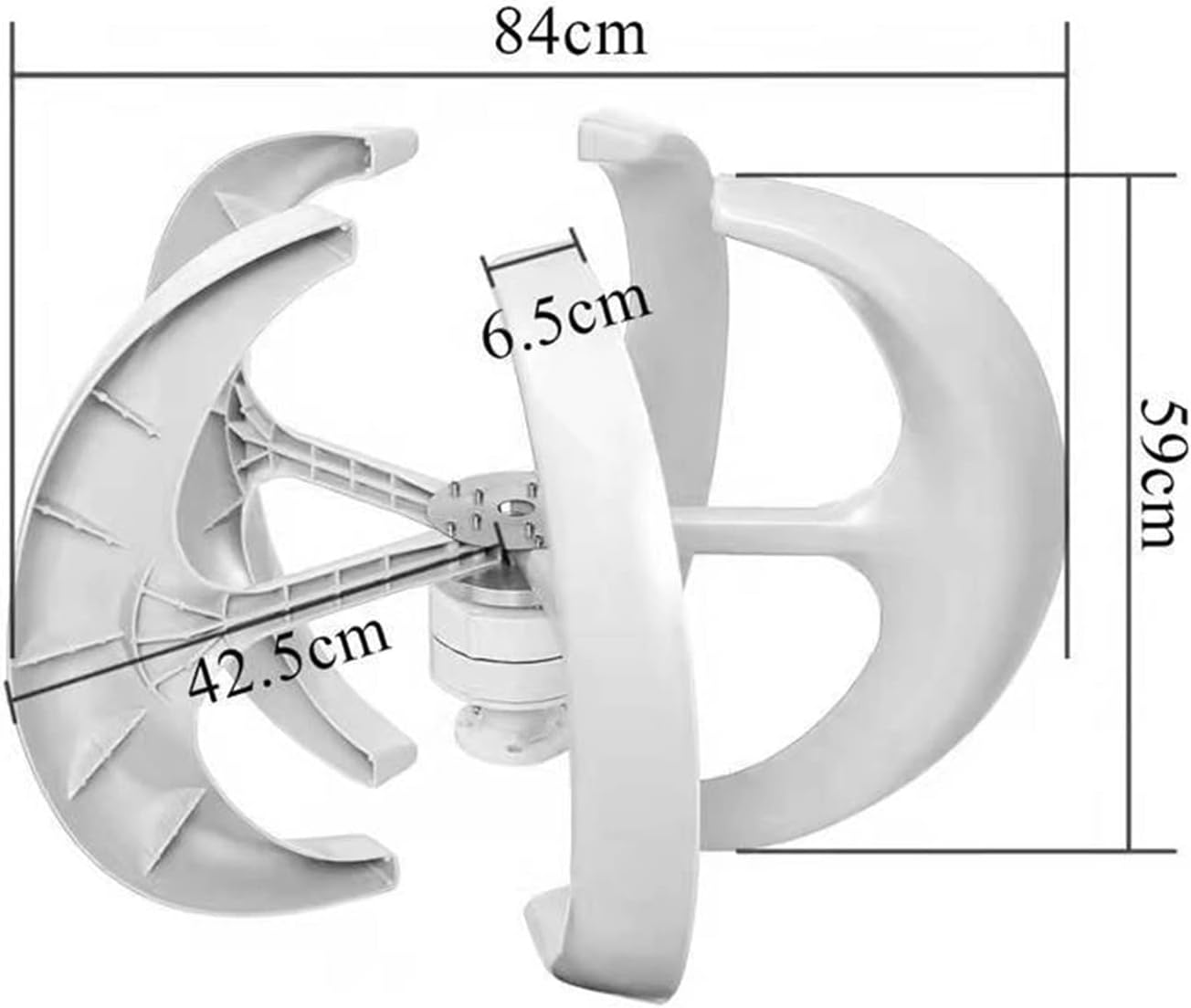 Wind Turbine, Wind Power Turbines Generator 8kw 12/24/48V 5 Blades Windmill Lantern Vertical Axis for Streetlight with MPPT Controller(White,Turbine ONLY_24V)