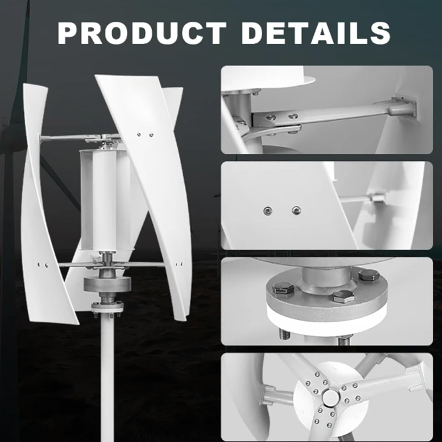 Vertical Wind Turbine Generator, 12000W 3 Phase AC 12V 24V 48V 220V with 3 Blades No Noise Portable Wind Turbine for Home Or Streetlight Projects