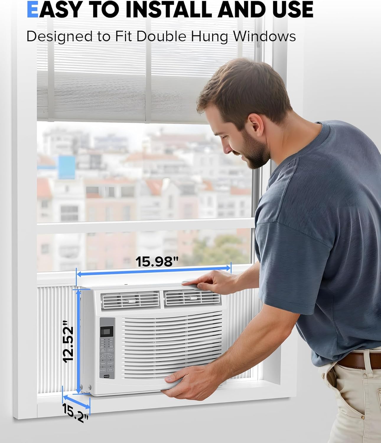 6000 BTU Window Air Conditioner with WiFi, Cools up to 250 Sq. Ft., Energy Saving Window AC Unit with Remote & App Control & Timer Function & Easy Install Kit, Perfect for Small Bedroom, Living Room,