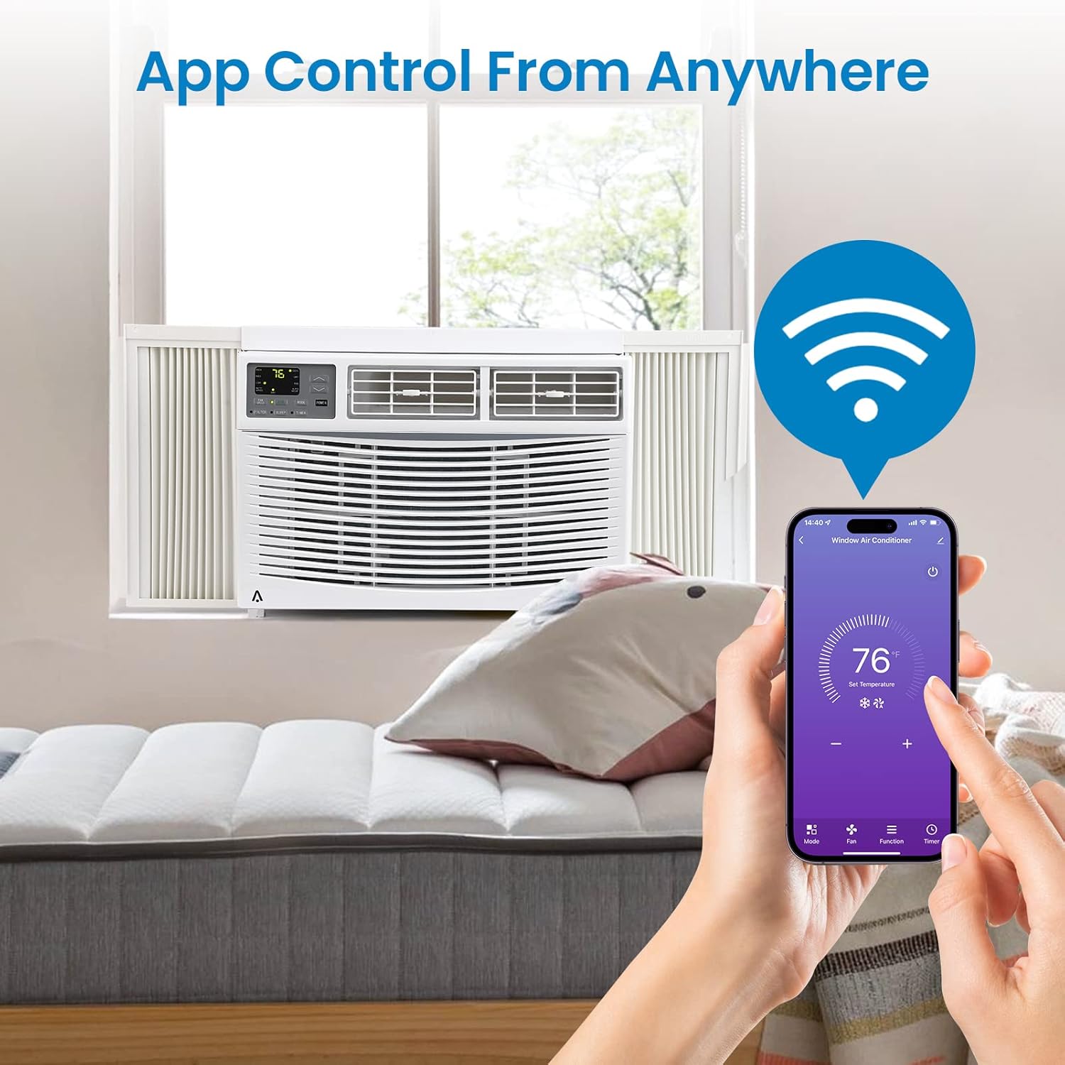 Acekool 8000 BTU Smart Window Air Conditioner, Window AC Unit with Remote/App Control and Dehumidification Function, Energy Savings, Quiet Operation, Cools 350 Sq.ft, 110-115V