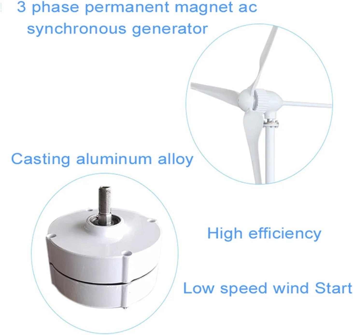 Low Speed 100W 200W 12V 24V Gearless Permanent Magnet Generator for Wind Turbines and Water Turbines Industrial Energy(Single Shaft,12V_200W)