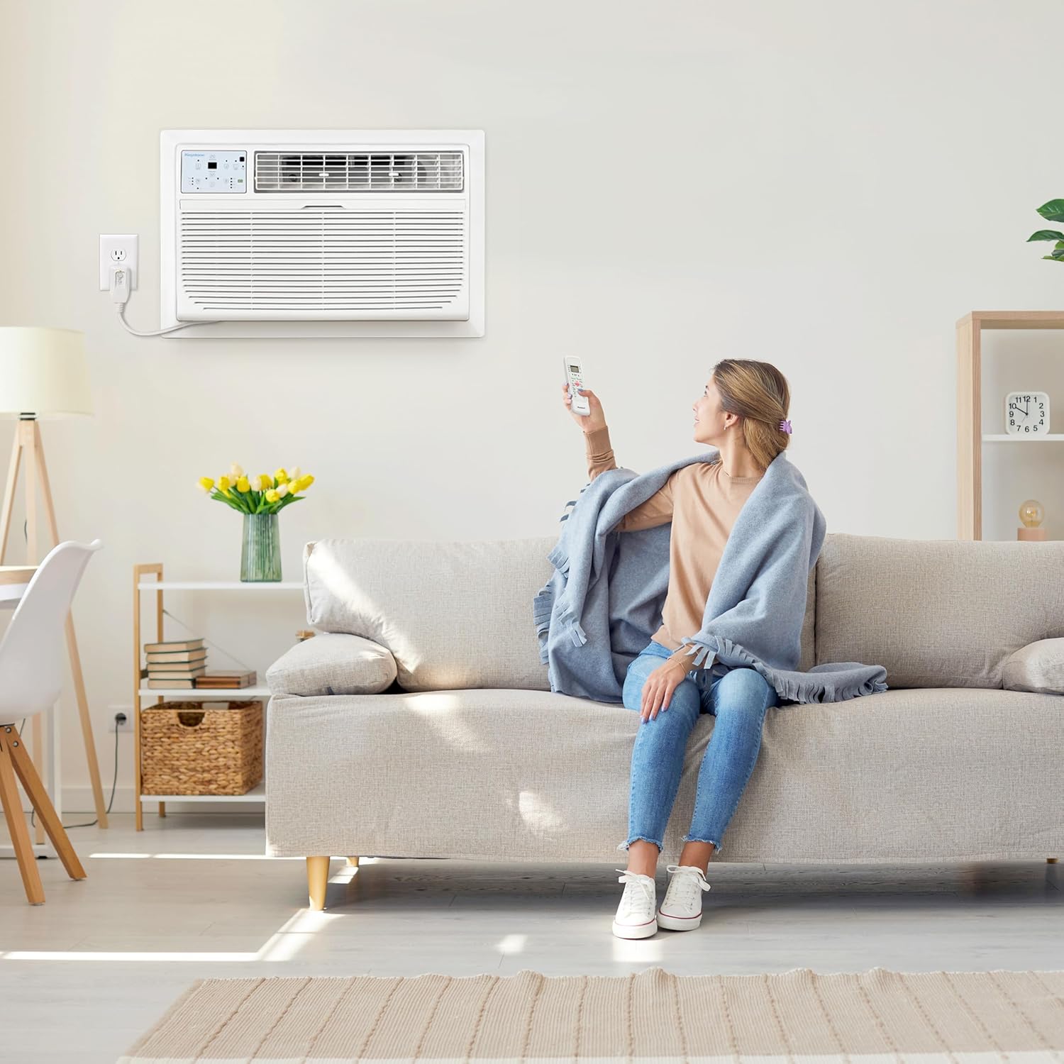 Keystone 14,000 BTU 230V Wall Mounted Air Conditioner & Dehumidifier with Remote Control - Quiet Wall AC Unit for Bedroom, Garage, Nursery, Large Rooms up to 700 Sq.Ft.