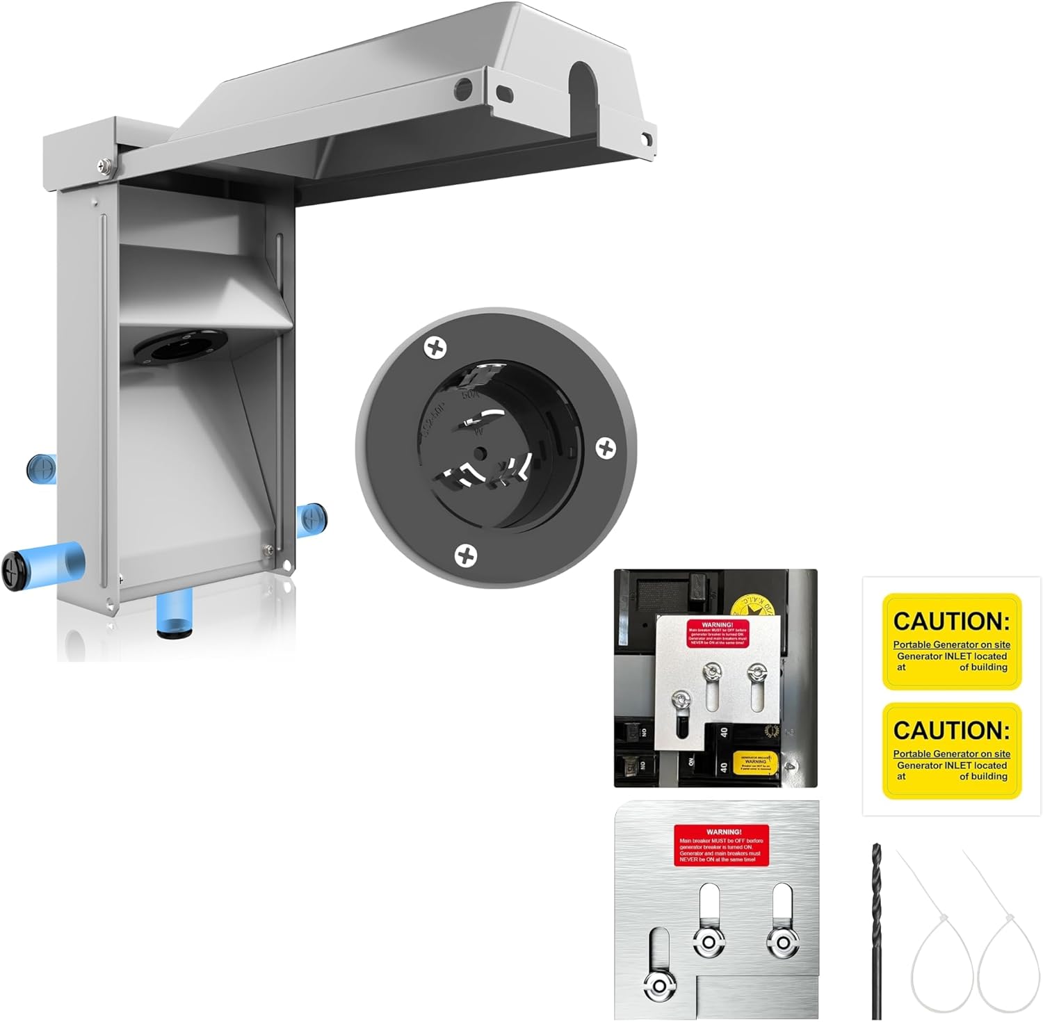 50A Generator Setup SS2-50P Power Inlet Box with Interlock Kit (suiable for Squared QO 150/200A Panel), Safety Solution for homeowners During Outage