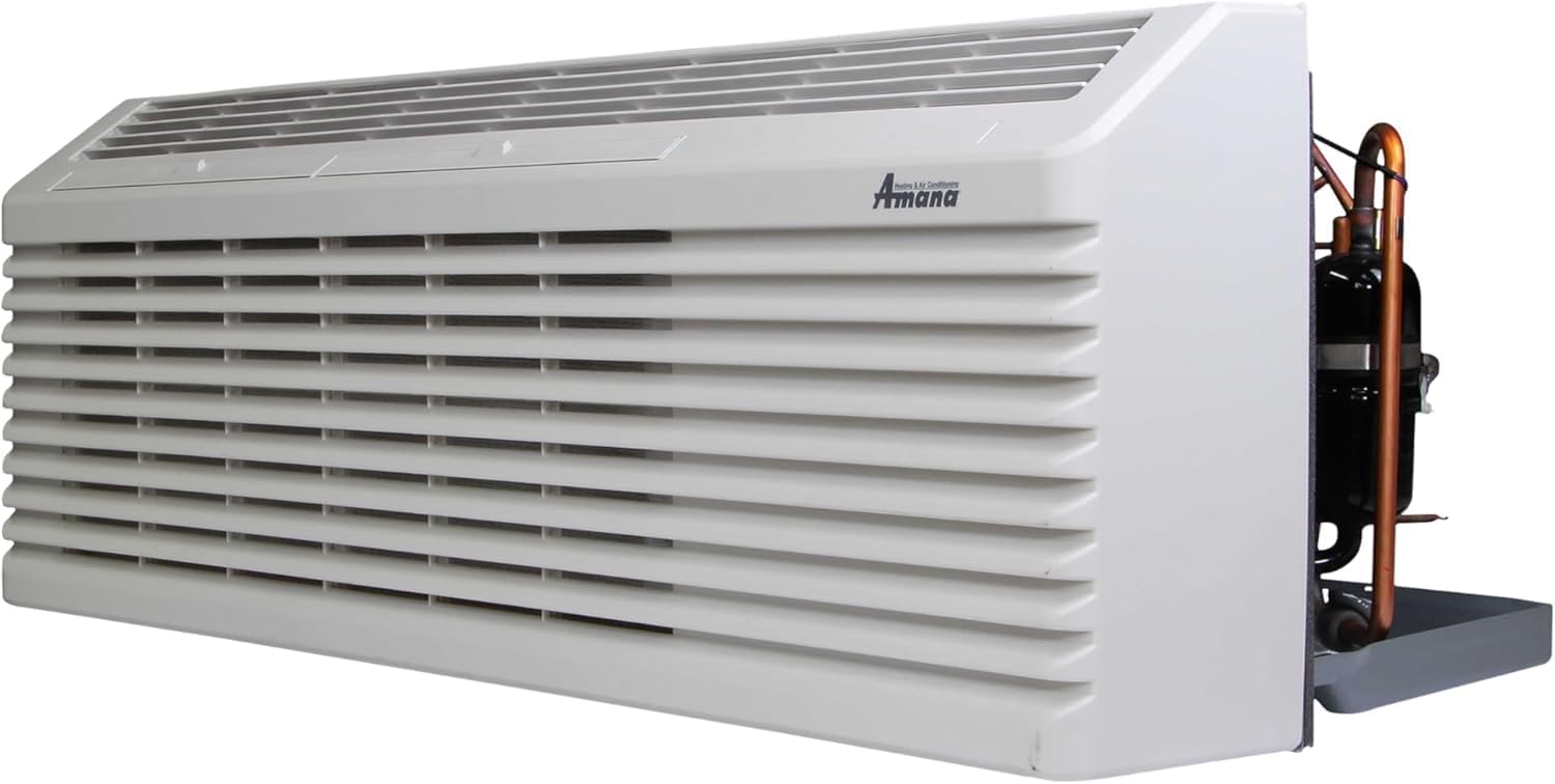 AMANA K-Series PTAC 12,000 BTU Air Conditioner Heat Pump with 3.5 kW Heater, 20 Amp plug, White - PTH123K35AXXX - A/C Unit Only