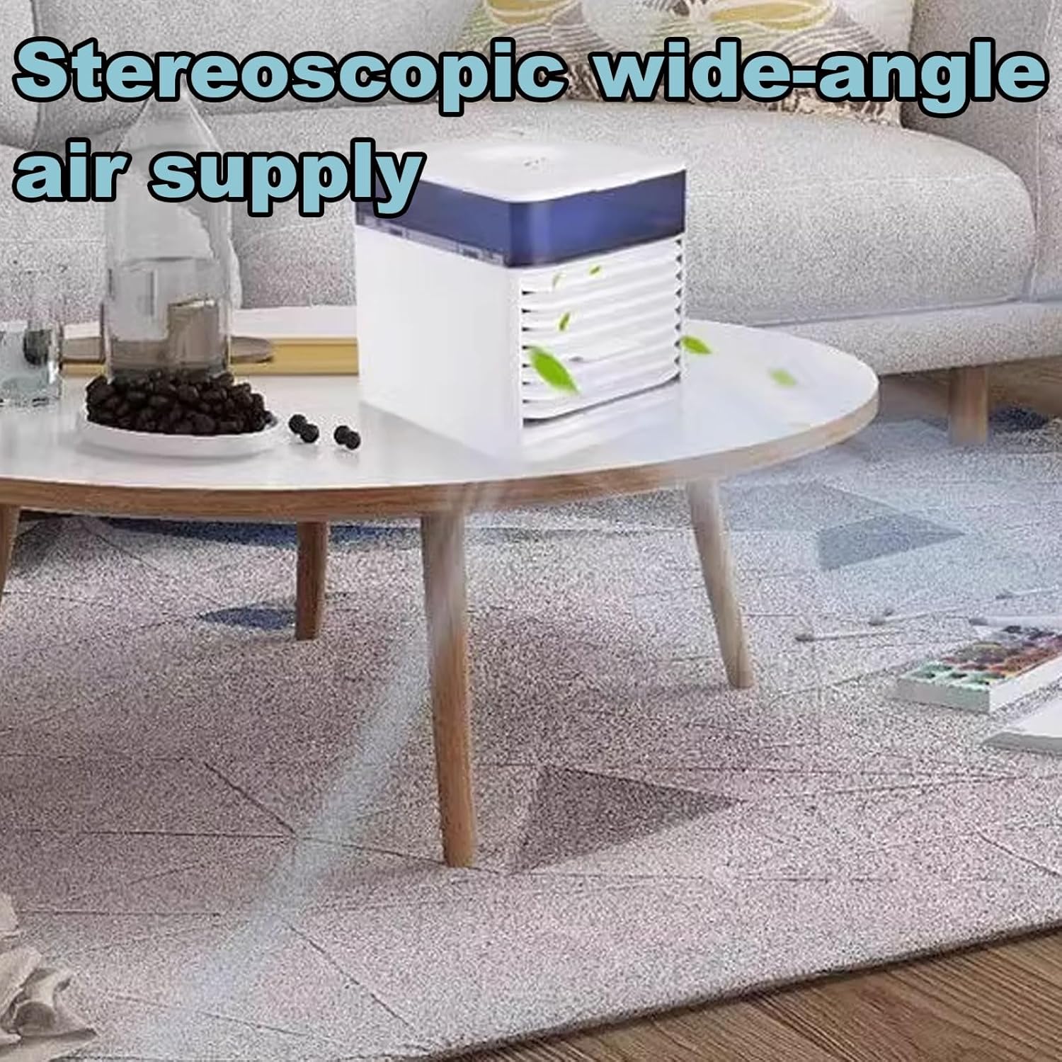 Desk Air Conditioner Fan 3 Wind Speed Levels Pet Air Conditioner Touch Switch Design 500ml Large Capacity Water Tank Cold Air Fan with Light and Mist Switch